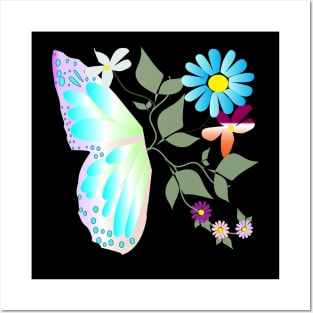 Spring heart, flowers and butterflies Posters and Art